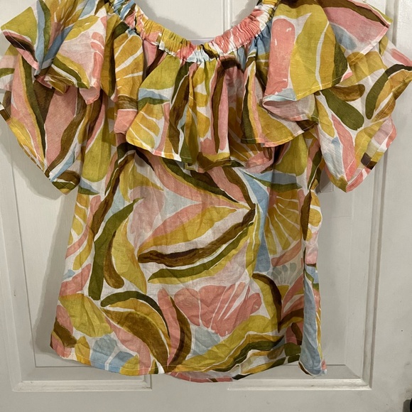 Colorful Ruffle Off-Shoulder Blouse - Picture 7 of 7